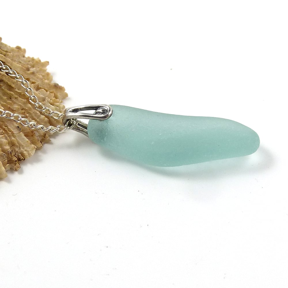 Rare Turquoise Blue Sea Glass Necklace KRISTA