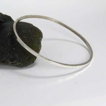 Sterling Silver Hammered Square Wire Bangle 
