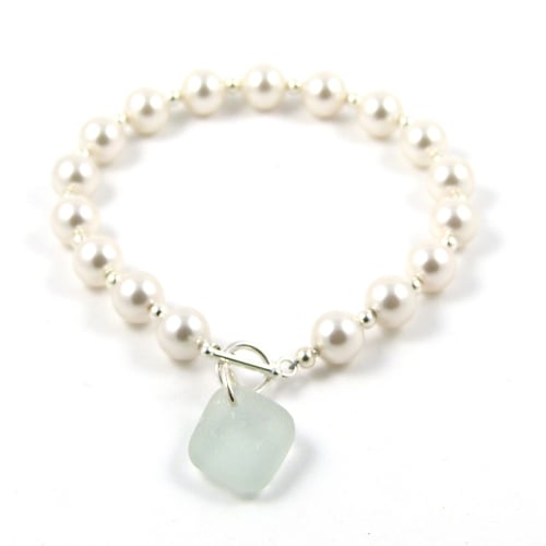 Swarovski Pearl and Sea Glass Bracelet
