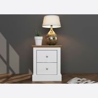 Devon White & Oak 2 Drawer Bedside Cabinet