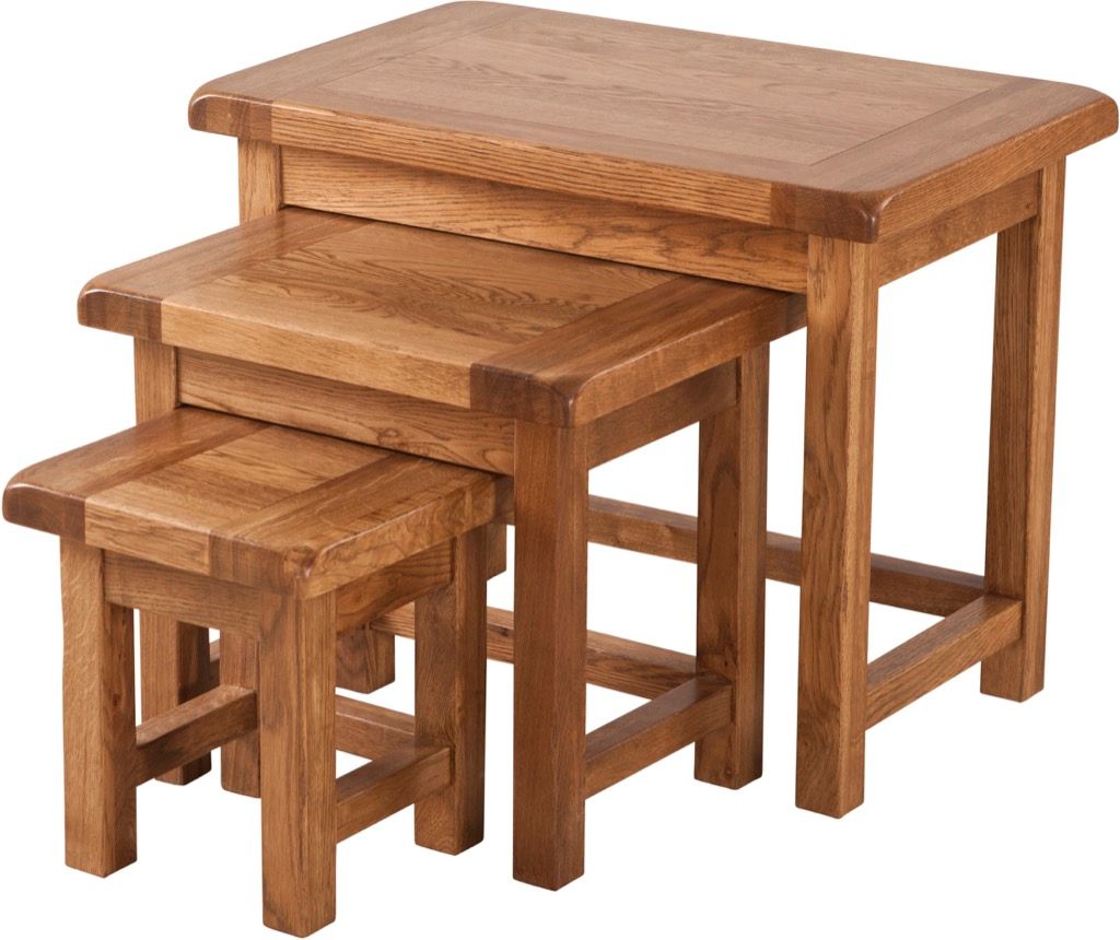 Rustic Solid Oak Small Nest of Tables