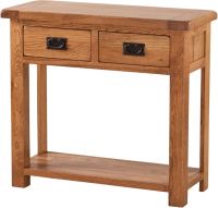 Rustic Solid Oak Two Drawer Console Table