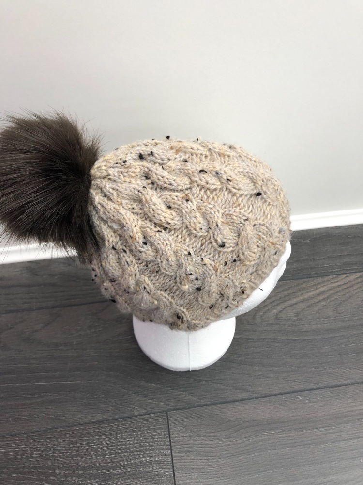 Aran Cable Pom-Pom Hat. Age 4-6 Years