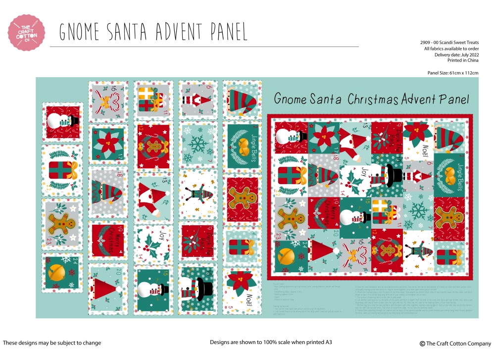 Gnome Santa Christmas Advent Panel 2901