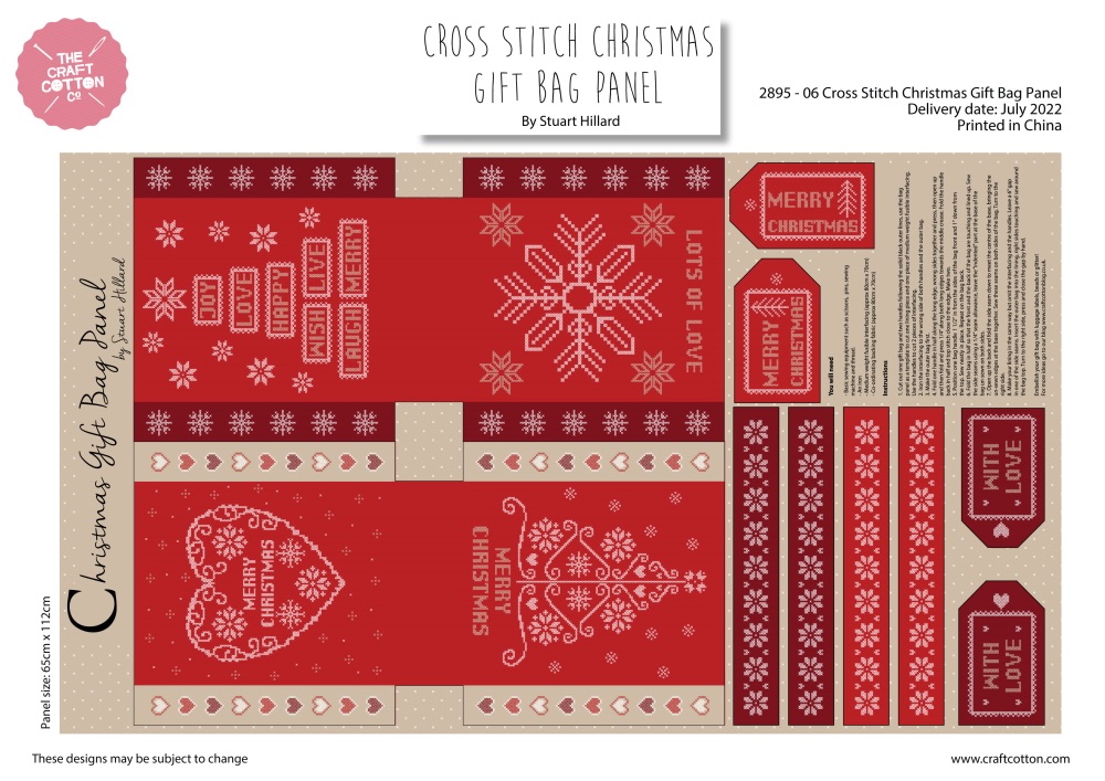 Cross Stitch Christmas Bag Panel-2895-06