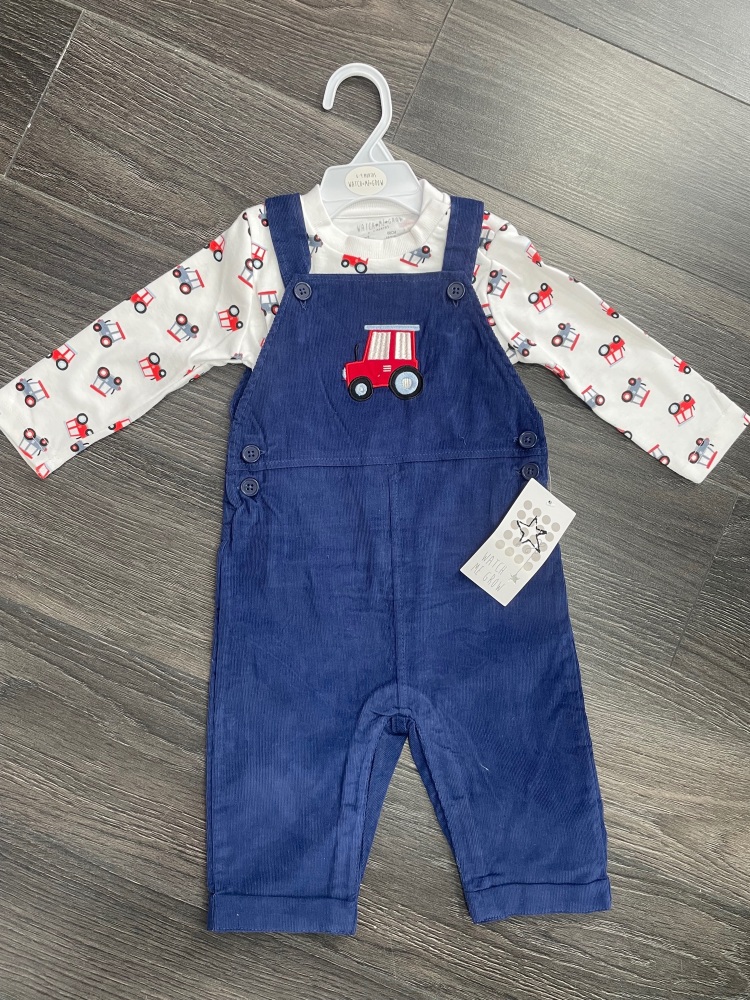 Baby Cord "Tractor" Dungaree Set