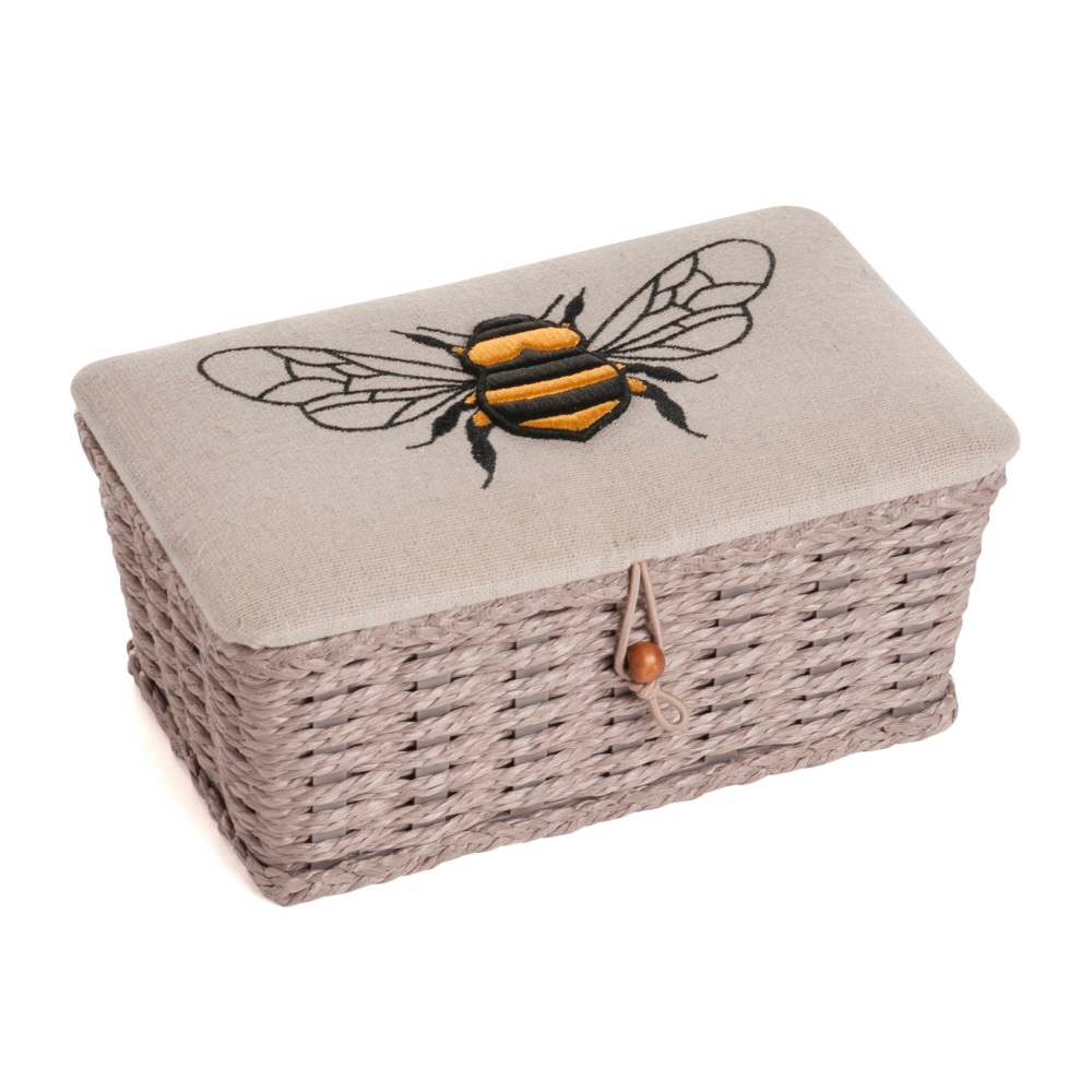 Sewing Box Woven Basket Linen Bee Design