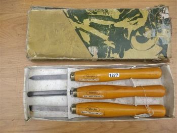 Boxed set of three chisels for woodturning  by  William Marples