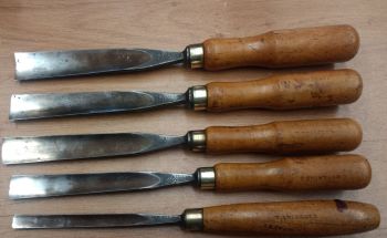 Group of five Carving Gouges made  by Charles Hill of Sheffield 