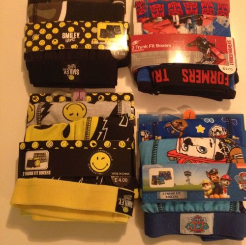 New Product 15 boys 2 back assorted character boxer shorts just £1.50 each