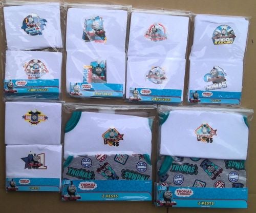 8 Thomas the Tank Engine 2 pack vests just £1.25 each