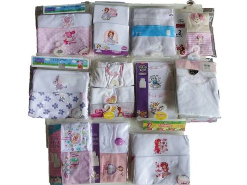 55 girl's assorted character 2 pack vests just £1.25 each