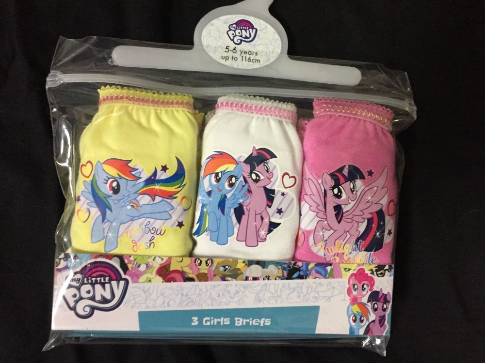18 girls 3 pack official my little pony briefs just £1.00 each