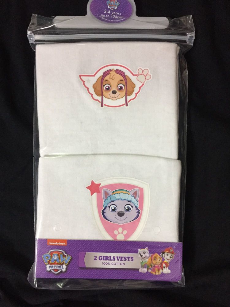 New Product 18 girls paw patrol 2 pack vests just £1.30 each