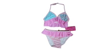11 Girl's Lulu Rio Pink Check Bikini NOW £3.25.New price £2.65