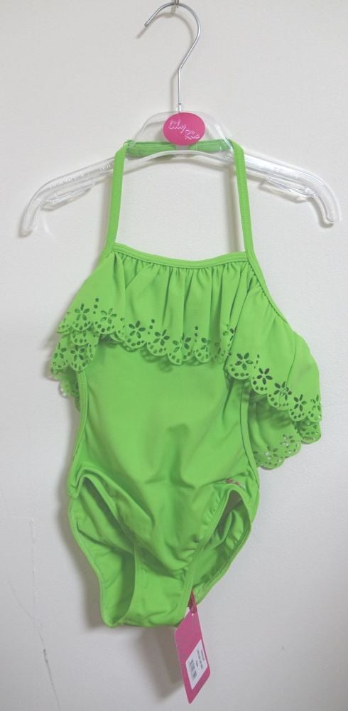 14 Girl's Apple Green Lulu Rio Cut Out Swim Suits