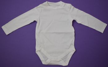  100 Baby Plain White Long Sleeved Bodyvests ONLY 60peach.Ideal for printing.