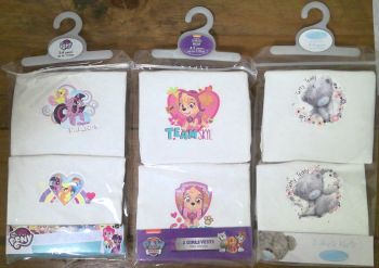 18 Girls 2 Pack Vest 3 Designs - Paw Patrol,  My Little Pony & Tatty Teddy/Me To You