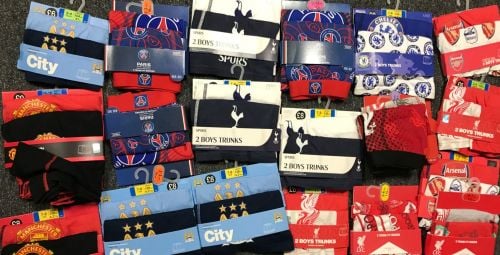 New Product 19 x store 2 pack football club 2 pack trunks just £2.00 each
