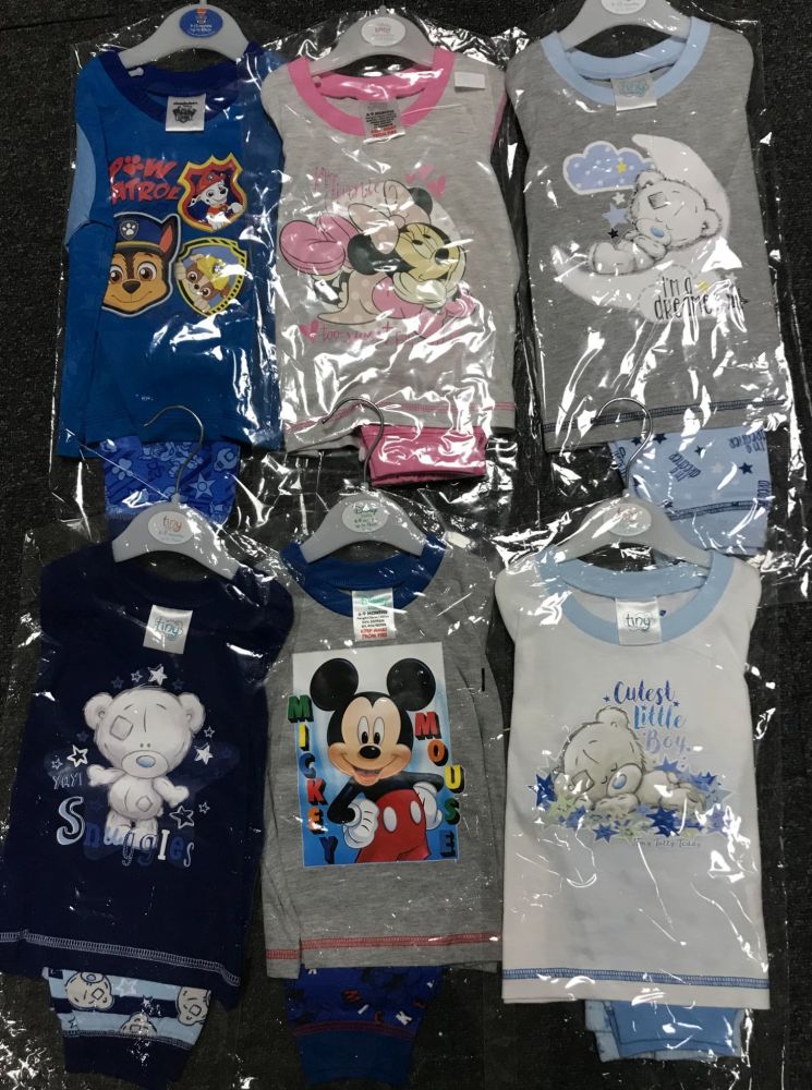 New Product 40 baby character pyjamas just £2.00 each