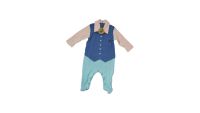 12 Waistcoat Style Baby Rompers with Feet Organic Cotton.gn0011