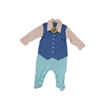 12 Organic Cotton Waistcoat Style Baby Rompers with Feet Covers, Now Just £1.30!