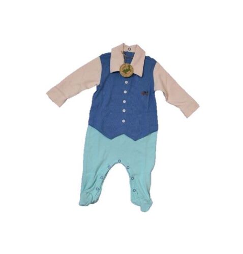 12 Waistcoat Style Baby Rompers with Feet Organic Cotton