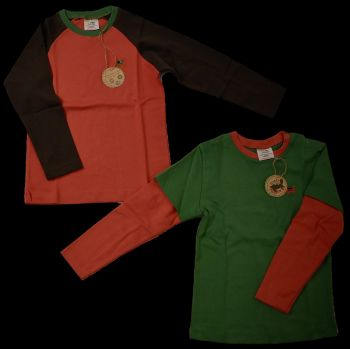 11 Boy's Organic Cotton Long Sleeved Tops 2 Colourways