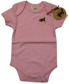 8 Baby Organic Cotton Pink Stripe Short Sleeved Bodyvests/Bodysuits £1.00 Each