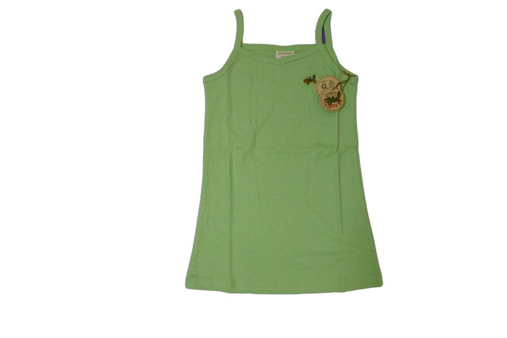 14 Girl's Organic Cotton Spaghetti Strap Lime Green Tops ONLY 65p