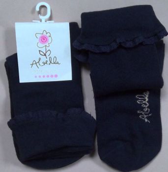 12 Girls Navy Frilly Trim Ankle Sock  £1.00