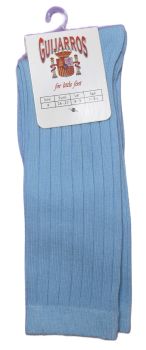 6 Girl's Long Light Blue Cotton Socks Age 3-4