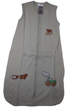 10 Pale Green Farm Animals Sleeping Bags 0.5 TOG Age 0-6 Months