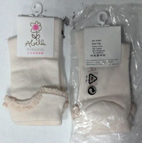 16 x Cream Socks with Cotton Lace Trim - X1003