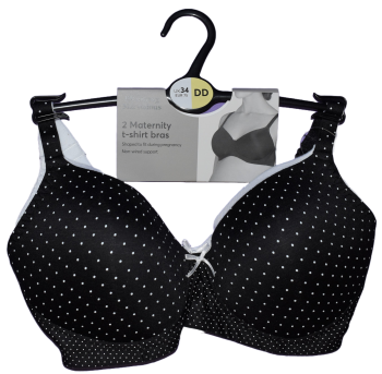 100 Ex Store White and Spotty Black Pregnancy T-Shirt Bras R.R.P £30. ONLY £5.00 PACK OF 2.