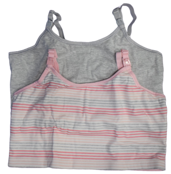 24 Ex Store Grey and Spotty Pink Nursing 2 Pack Crop Bras. ONLY £4.00 PACK OF 2.