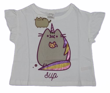 50 Older Girls Pusheen T Shirt with Glitter Logo - Age 9 up to 14.NOW ONLY 65p