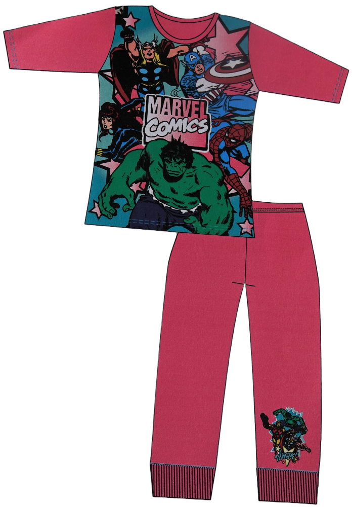 18 Girl's Marvel Comics Long Pyjamas