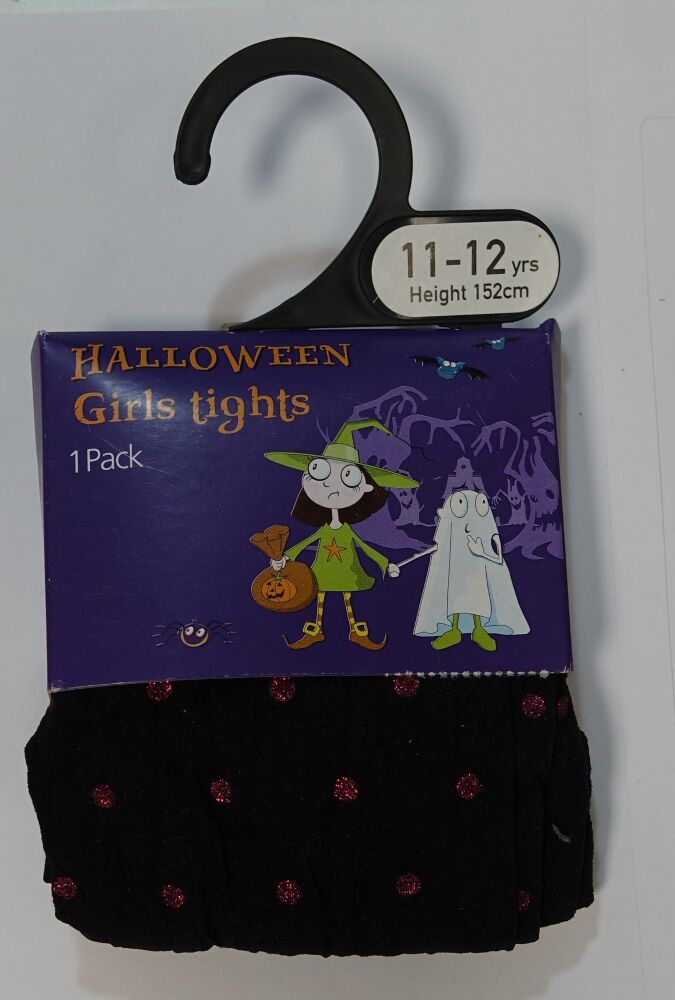 11 x store halloween tights with red spots age 11-12