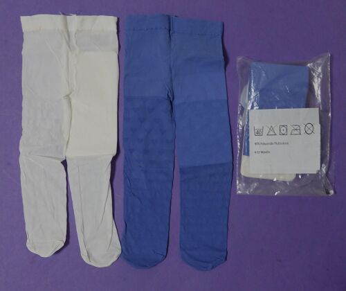 6 Blue and White 2 Pack Tights - 6-12 Months 60p