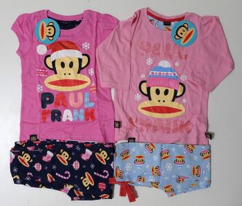 8 Paul Frank Monkey Nex Top Store Pyjamas Light Pink and Dark Pink- 7-8 Years