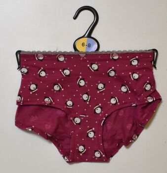12 Ladies Cotton and Lace Christmas Hangered Short Briefs 30p per pair 6-8 only