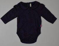 6  girls  Jojo Bebe  navy long sleeved pink polka dot Bodyvest