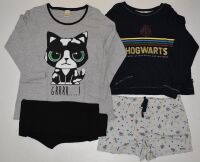 3 Ladies Harry Potter and Black Cat  Pyjamas IN GREY RACK