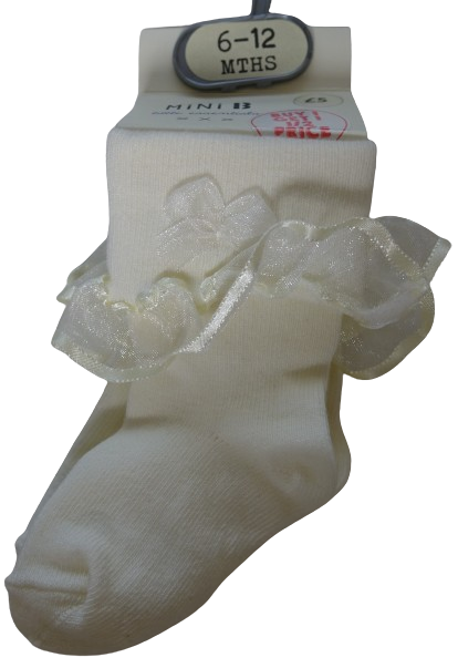 10 Pairs Of Baby Girls Ivory Frilly Socks.NOW 65p