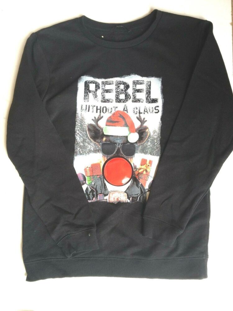 5 Rebel Without a Claus Christmas Festive Kids Jumper Top