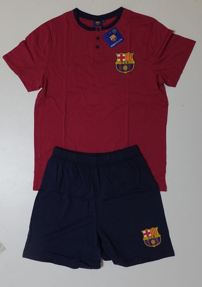 10 Men's FC Barcelona Official Football Short Pyjamas - Medium and Large