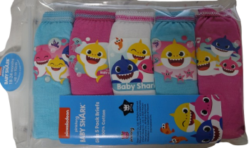 18 Girls Baby Shark 5 Pack Briefs