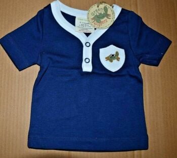 8 Boys Organic cotton NAVY placket front T Shirts GN0050