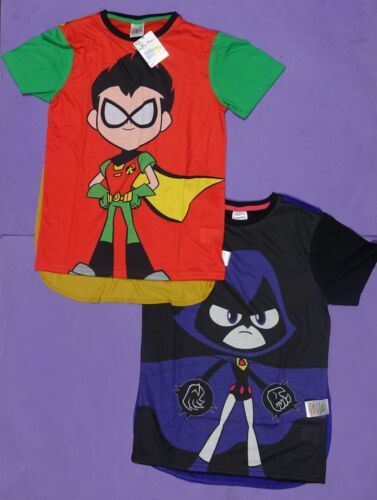 2 Teen Titans Robin and Raven 2 Pack T Shirts with Detachable Cape Size 11-